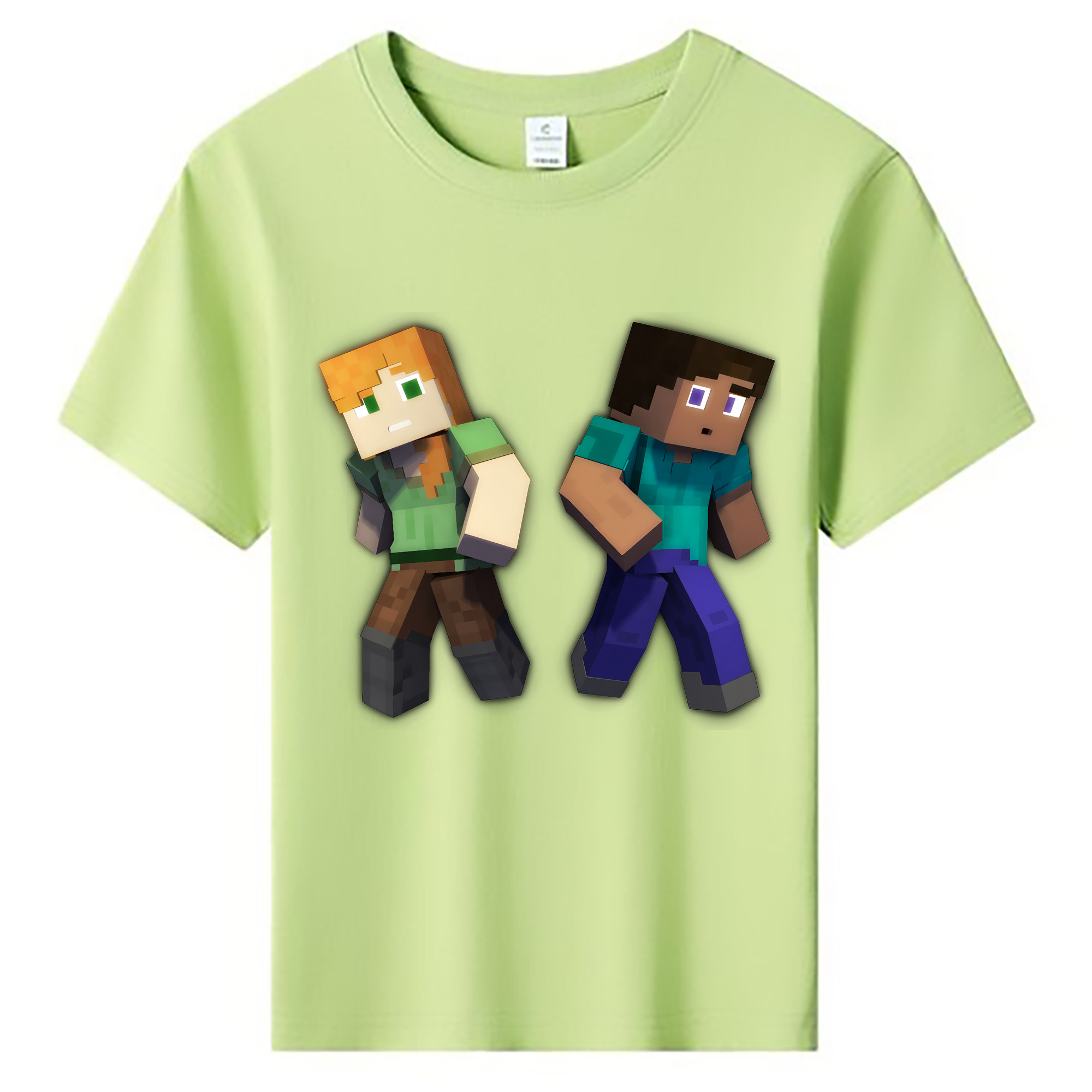 （画像用） マインクラフト ブロックの世界 Minecraft MC Block world 綿100％キッズTシャツ（フロントプリント）